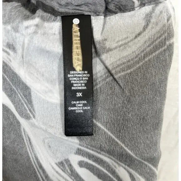 Athleta Tank Top 3X Gray Abstract Print NEW Adjustable Satin Calm Cool Cami - Picture 9 of 9